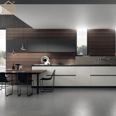 China PANEL Custom Plywood Kitchen Modular Design Full Set Shaker Gray Black White Modern Wood Kitchen for sale