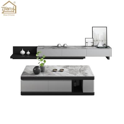 China (Size)Adjustable Customized Living Room Furniture Set Luxury White TV Cabinet TV Stand And Coffee Table for sale