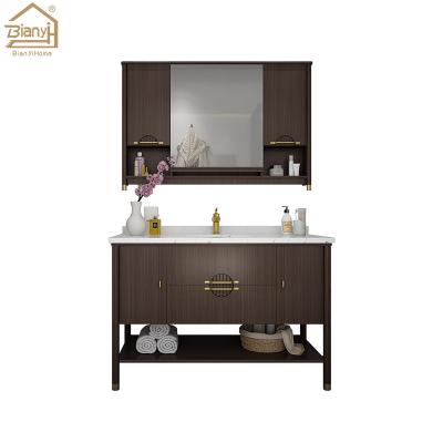 China Modern High Quality Antique Bathroom Floor Standing Furniture Wooden Bathroom Vanity for sale