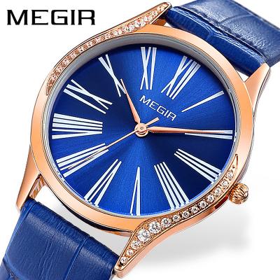 China New MEGIR 4212 Water Resistant Ladies Watch Hot Selling Retro Diamond Fashion Wristwatch Lady Women Quartz Leather Watch Import Movement for sale