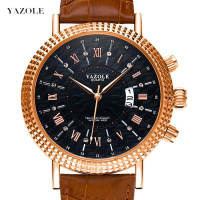 China 2019 YAZOLE 406/422 Luxury Watch Water Resistant Luxury Watch Roman Digital Calendar Casual Fashion Strap Quartz Men's Automatic Watch For Man for sale