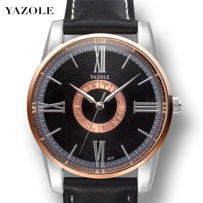 China 2019 New Fashion Reloj New Fashion Yazole 377 Water Resistant Quartz Wrist Watch Men's PU Leather Strap Watch Stylish Wrist Birthday Gift for sale