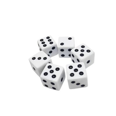 China 16mm Acrylic White Square D6 Dies With Black Dots Custom Acrylic Polyhedral Casino Game Dies for sale