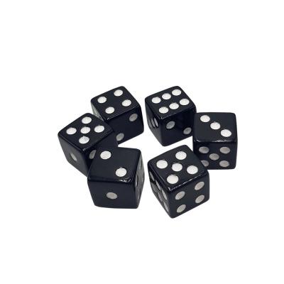 China 16mm Acrylic Black Square D6 Dies With White Dots Custom Acrylic Polyhedral Casino Game Dies for sale