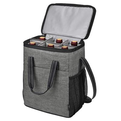 China Leakproof Design 6 Bottle Capacity Insulated Portable Wine Insulated Lunch Cooler Bag For Travel Camping Picnic for sale