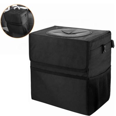 China New Arrival Vinyl Large Capacity Boat Car Waterproof Collapsible Trash Can Washable With Mesh Storage Pocket Bag for sale