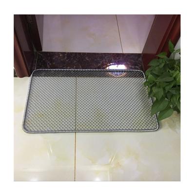 China Hot Sale Washable Wire Mesh Mat Galvanized Steel Wire Screen Grid Foot Pedal Door Mat Supplier Cross Spiral Woven Shoe Scraper Mat for sale