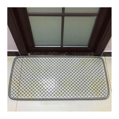 China Washable Metal Wire Mesh Mat Galvanized Steel Wire Foot Pedal Door Mat Stainless Steel Woven Shoe Scraper Clean Customized Mat for sale