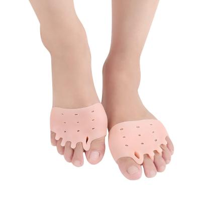 China Pain On The Ball Of The Foot 2022 Toe Five Holes Hallux Valgus Straightener Gel Open Ball Of The Foot Cushion Metatarsal Pads for sale