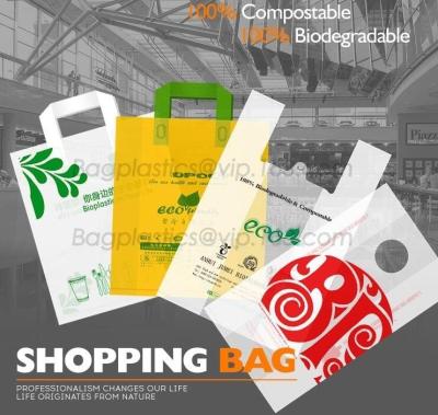 China 100% Biodegradable Compostable Grocery Shopping bag T-Shirt Bag for Take Out, shopping bag compostable bag made from cor for sale