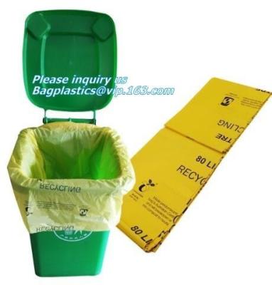 China biodegradable and compostable garbage bin liners, kitchen bin liner compostable flat trash bag on roll, bin liner in rol for sale