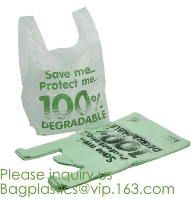 Chine le sac compostable de T-shirt, le sachet en plastique compostable biodégradable de 100%, EN13432 a certifié le plast biodégradable de sac compostable à vendre