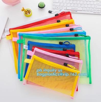 China Office Stationery Mesh Bags With Slider Zipper, expanding file/folder/File cover/documents pouch carry bag for sale