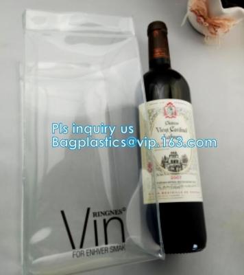 China Ice gel pack PVC Can bottle wine cooler bag, Promotional PVC Ice bag for wine, recyclable clear tall PVC wine ice bag for sale