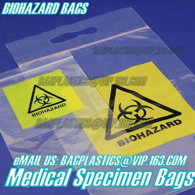 China Biodegradable Material LDPE Biohazard Specimen Bag with Zipper, opaque Specimen biohazard zipper bags, lab specimen zipp for sale