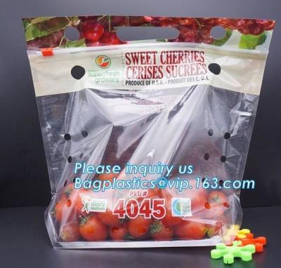 China vented Printed Fruit Coex Packaging bag, Zip lockkk Cherry Tomato Packaging Bags With Holes, fruits and cheeries packaging for sale