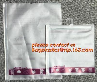 Cina agganci la borsa a chiusura lampo per i vestiti di stoccaggio di viaggio, borsa economica del gancio del gancio del PVC della plastica di fabbricazione affidabile chiara per la biancheria intima in vendita