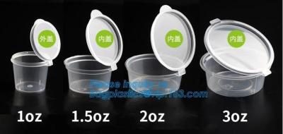 Cina La mini tazza di plastica eliminabile pp della gelatina sauce la tazza, la tazza della salsa di PS, spirito quadrato di plastica trasparente della tazza della salsa del campionamento della parte dei pp in vendita