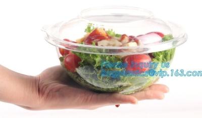 China 1250ml Clear Round Disposable Large PET Plastic Fruit Salad Bowl with Lid Packaging Cup,Disposable PET Plastic Salad Bow for sale