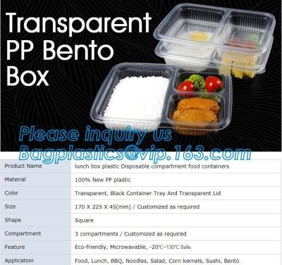 China transparent pp bento box,lunch box plastic disposable compartment food containers,food,lunch,BBQ,noodles,salad,corn kern for sale