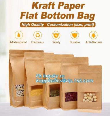 China Bolso del sello del lado del papel de Kraft 3, bolso inferior plano de Kraft, impermeable, resistente de humedad, bolso de la ventana, bolso inferior plano, SE de la cremallera en venta