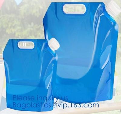 Chine Le sac d'eau pliable de sac en plastique pliable de bouteille de 1 gallon 4L, logo a imprimé le sac pliable de bouteille d'eau, l'eau extérieure réutilisable à vendre