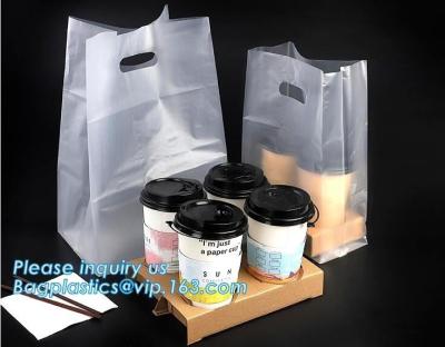 China Disposable cup carrier bag, carry bag, cup handle bag, handy bag, die cut bag, handle carry bag, grocery bag, bakery pac for sale