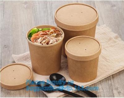 China tazas de la sopa del papel con la taza caliente de papel de Kraft de la sopa de las tapas de papel, taza disponible de la sopa del papel de Kraft con la tapa de papel, paquete del bagease en venta