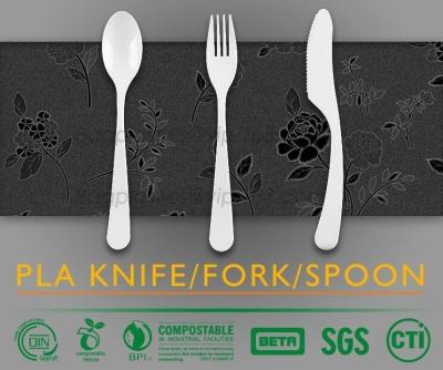 China biodegradable and compostable PLA cutlery set, food cutlery set, biodegradable cutlery knife fork spoon for sale