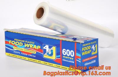 China Keep Fresh PE food wrap plastic Cling film wrap jumbo roll, LLDPE power stretch wrap film food wrap stretch film, bageas for sale