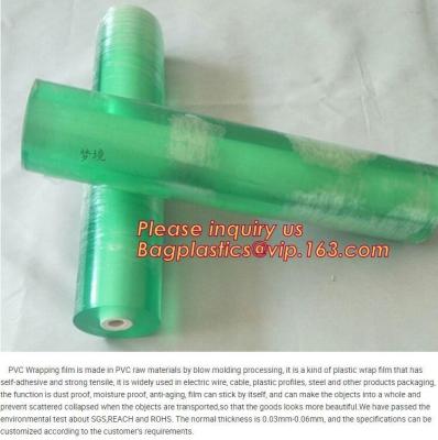 Chine Le PVC de film d'emballage de PVC s'accrochent étendue en plastique de emballage claire de PVC de film d'étendue de film d'enveloppe de film enveloppant le PVC de fonte de petit pain de film à vendre