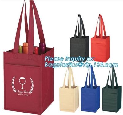 China laminated non woven 6 bottle wine tote shopping bag, Custom Promotional wine shopping tote fabric polypropylene laminate for sale