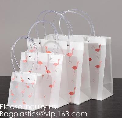 China Frosted PP Bags Plastic Gift Bags With Handles Translucent Tote Gift Wrapping Flower Package Decoration Supplies for sale