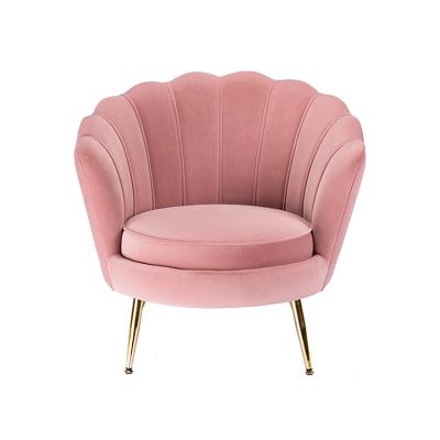 China Removable Modern Living Room Furniture Pink Velvet Accent Upholstery Shell Single Seater Sofa Chair With Gold Legs for sale