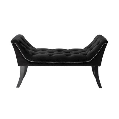 China European Commercial Nordic Luxury Black Velvet Long Modern Design Living Room Dining Room Bench Sofa for sale