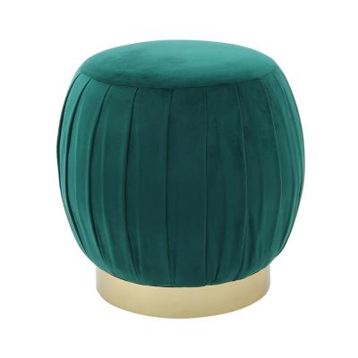 China New Sale Modern Dining Round Foot Step Living Room Furniture Gold Metal Chairs Velvet Ottoman Modern Indoor Luxury Ottoman Stools for sale