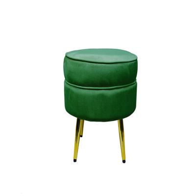 China 2021 Modern Customization Furniture Modern Stool Round Velvet Ottoman Metal Base Pouf For Living Room for sale