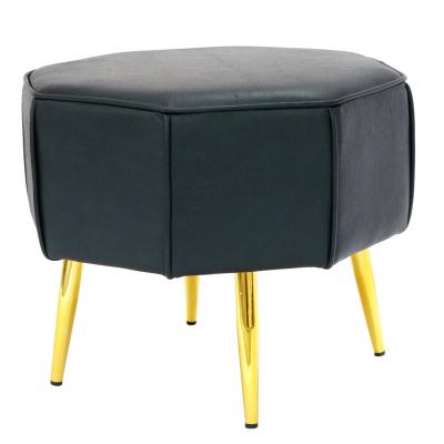 China Modern Round Storage Fabric PU Leather Ottoman Footstool Ottoman Ottoman Stool With Gold Legs for sale