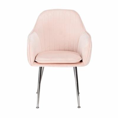 China MODDERN FURNITURE New Design Modern Comfortable Restaurant Furniture Pink Velvet Dining Chair With Metal Legs for sale