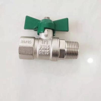 China General brass ball valve PN25 female and male handle butterfly brass ball valve for sale