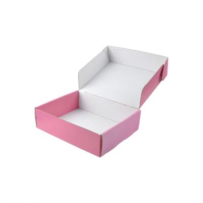 China Recycled Materials Custom Design Printed Pink Color And Logo Apparel Packaging Box Corrugated Shipping Mailer Box for sale