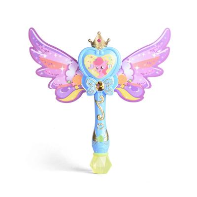 China Plastic electric bubble fan toy kids girl heart tiktok internet celebrity with the same magic magic wand fairy hot sale for sale