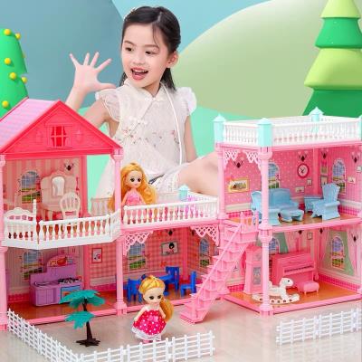 China Cartoon Toy Factory Direct Selling 3 Storeys Mansion Dollhouse With Elevator Furniture Fashion Miniature Dollhouse for sale