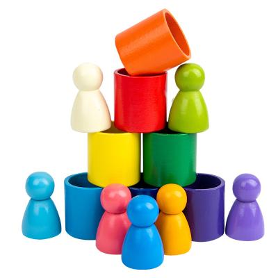 China Toy Factory Direct Selling Puzzle Two Building Blocks Rainbow Block Stacking Toy for sale