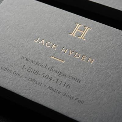 China Modern Free Print Custom Gold Foil Name Cards High Quality Paper Printing Black Business Card for sale