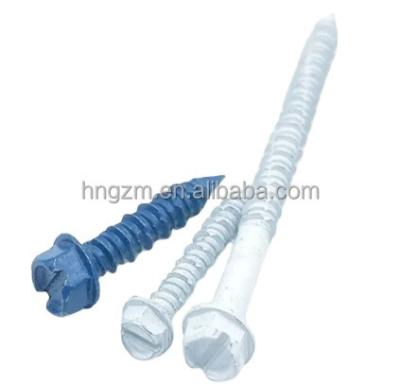 China Blue Concrete Truss Anchor Screws Hex Head Carbon Steel Hardened Screw Concrete Masonry Anchors for sale