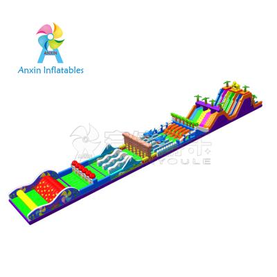 China Large Scale PVC Business Outdoor Amusement Equipment Inflatable Obstacle Course For Adult And Kids for sale