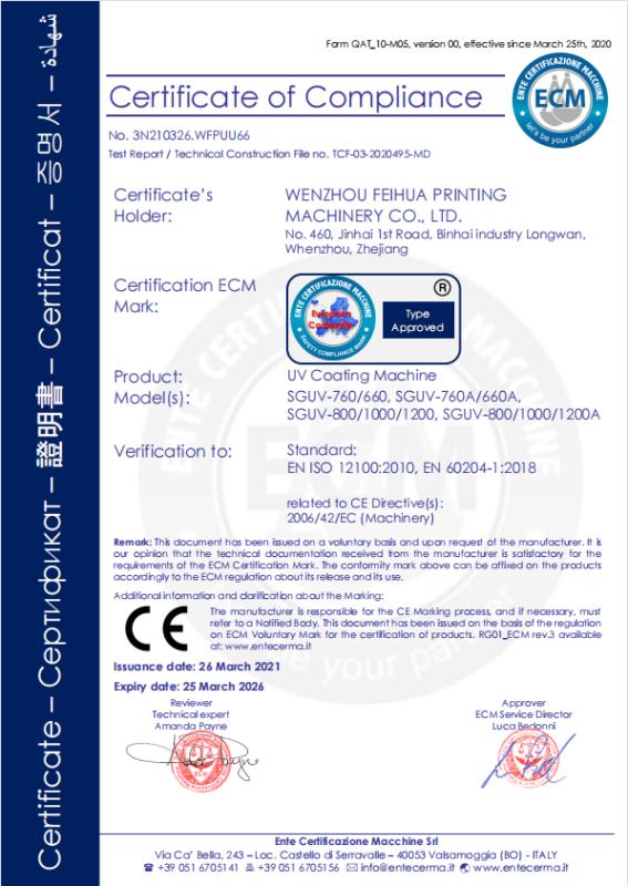 CE - Wenzhou Feihua Printing Machinery Co., Ltd.