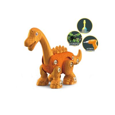 China Battery operated dinosaur toys mini assembly drill block diy toy for kids simulation carry animal toy diy assembled toy robot for sale