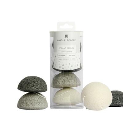 China Sustainable Wholesale Private Label Sponge Soft Breath Konjac Face Cleansing Organic Charcoal Konjak Sponge for sale